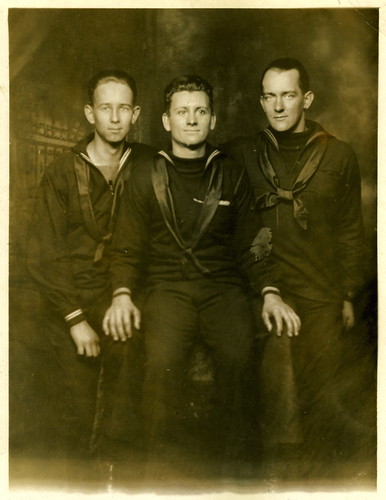 Carl Johnson and two Merchant Marines c 1917-19