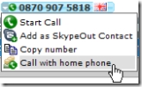call with home in skype toolbar
