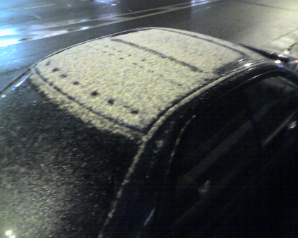snow covered car roof