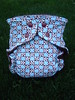 Blue & Chocolate Daisy Knit/Velour Fitted Diaper  <br>with Flap-style Quick Dry Soaker