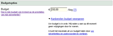 Google AdWords budget analyse