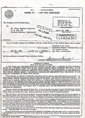 1968 Induction Notice