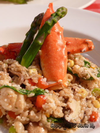 Boiled Crab Legs & Veggie risotto