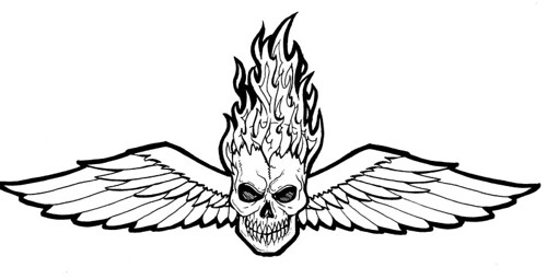 flaming skull tattoos. Winged flaming skull