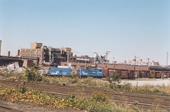 Conrail switching local. Chicago Illinois USA. October 1983.