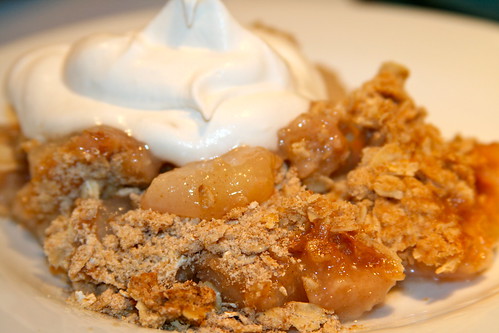 Pear Crisp with Spiked Cream