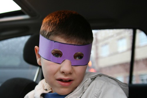 a slightly too tight Donatello mask