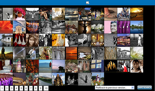 Semana Santa: captura de la primera página de resultados de Flickrcash. Pincha la imagen para llegar a la aplicación