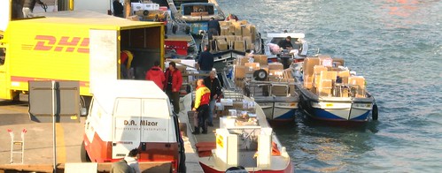 Morning cargo rush in Venice, Italy
