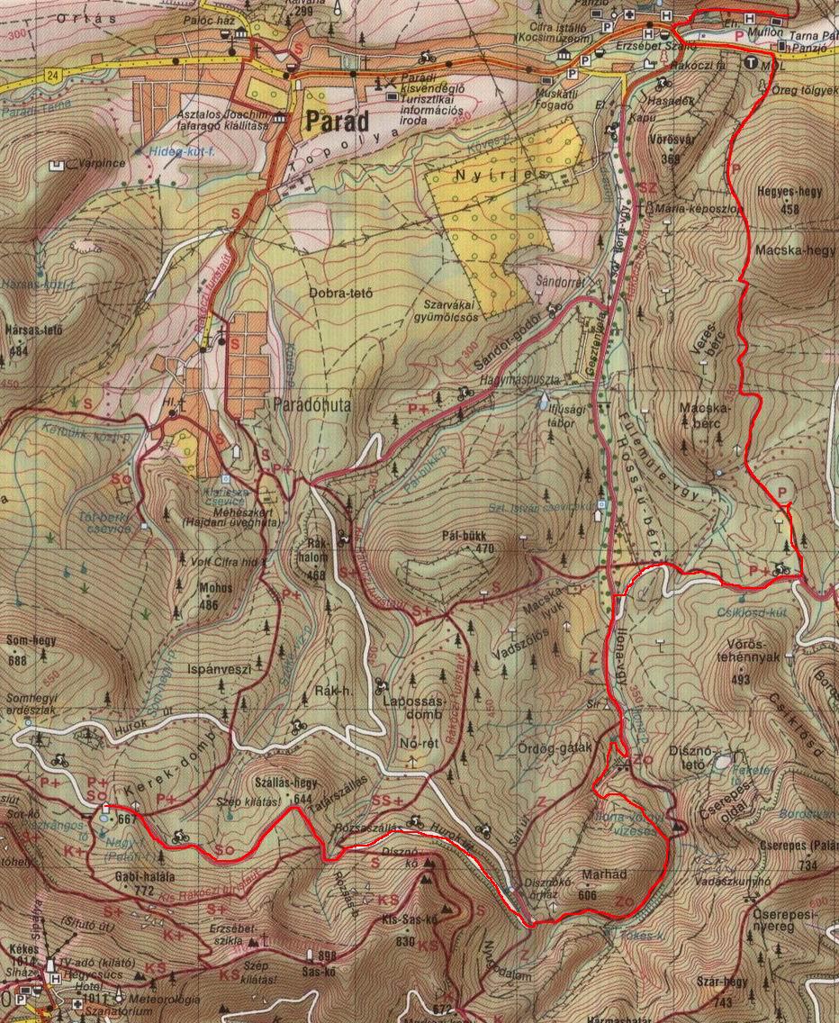 Pisztrángos - Parádfürdő futás térképe