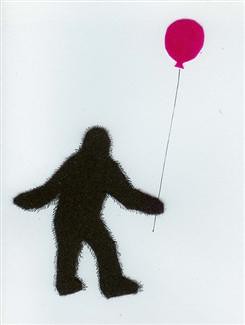 Sasquatch holding a balloon