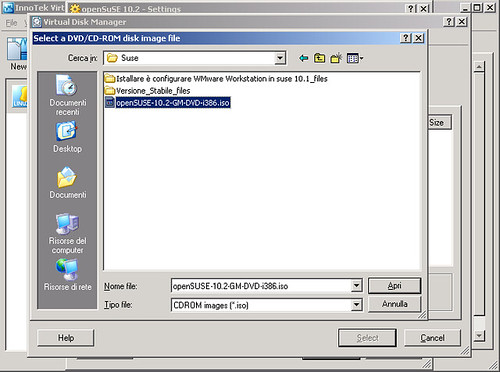 VirtualBox - virtualMachine - openSUSE10.2 - Settings - CD DVD-ROM iso 3