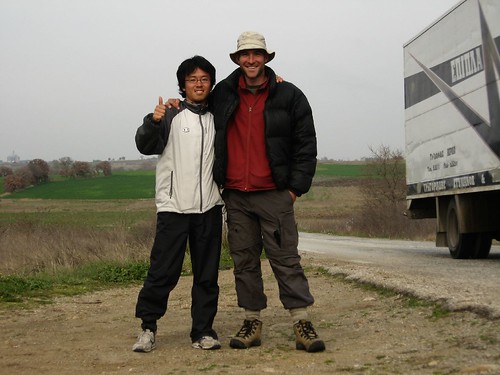 Hideyuki (cycling from Portugal to Japan), met near Sapai, Greece