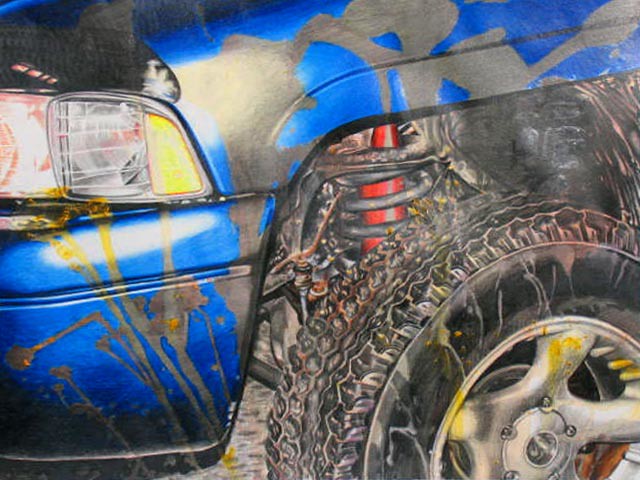blue color art pencil truck artwork paint bright tire vehicle dodge crayon ram rim splatter graphite coloredpencil dodgeram