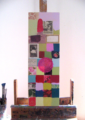 patchwork paintings stacked