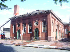 A burned out Eastern Market (DC), south facade