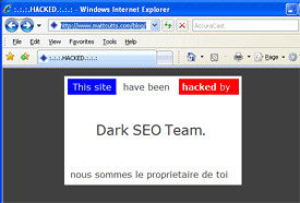 Screenshot of Matt Cutts' hacked blog page