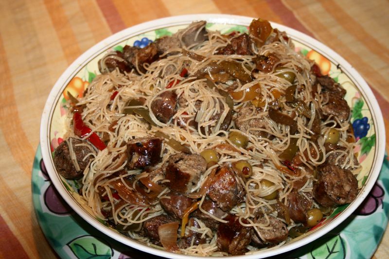 Sausages and Peppers with Spaghetti