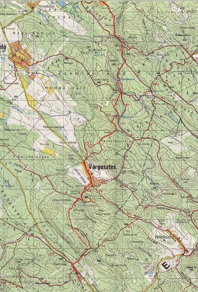 Kőhányáspuszta - Várgesztes - Vitányvár - Síkvölgy térkép