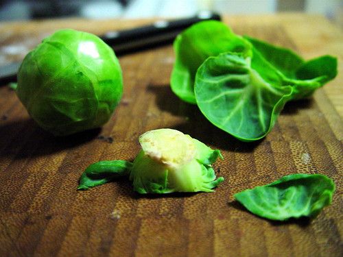 Prepping Brussels Sprouts