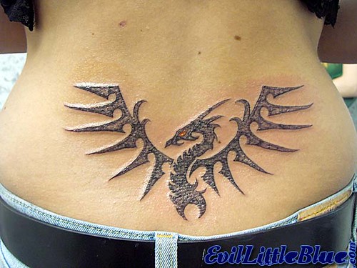 Sexy Dragon Tribal Design Tattoos