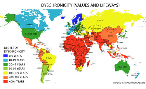 Dyschronicity map: values. Amnesty International reports that 1000 women 
