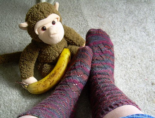 Completed Monkey Socks