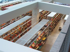 Looking down at the stacks, Seattle Public Library