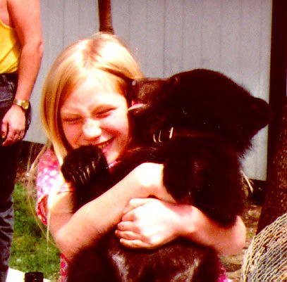 Abbey at a petting zone near Tazewell, about 1998