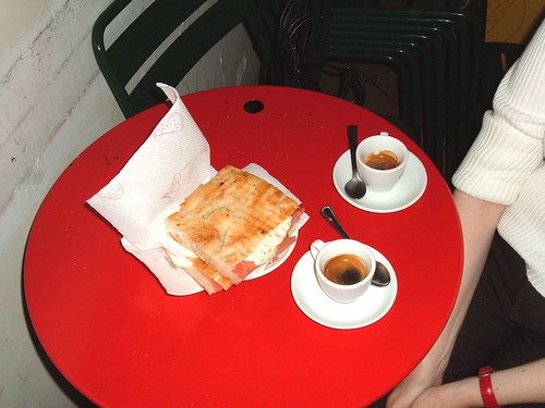A snack in an off-the-beaten path café in Trastevere, Rome