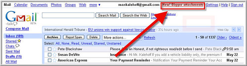 google larger email files