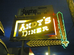 Andys Diner neon may be gone, but the trains roll on as Orient Express. Photo by Buster McLeod.