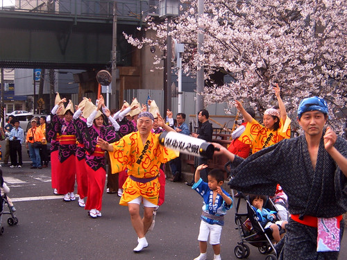 Group dancing Japanese dance