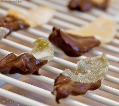 Chocolate dipped candied lime peel