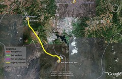 Satellietfoto van de dagtrip van Antigua naar de vulkaan Pacaya, Guatemala