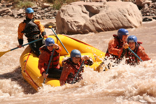 Raft in rapids in Mendoza River