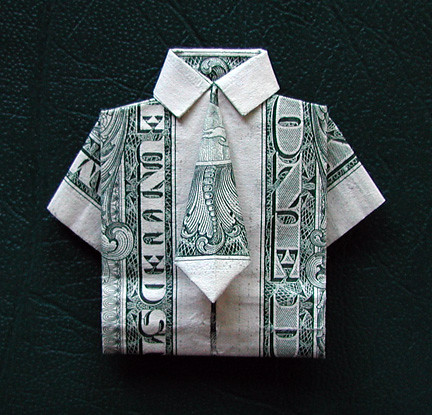 dollar bill origami. dollar bill.