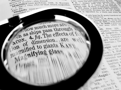 Image (decorative):  Magnifying glass, by chrisjohnbeckett via Flickr. 