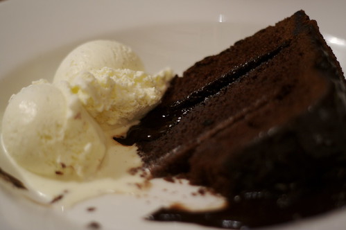 It's chocolate fudge cake with vanilla ice-cream.