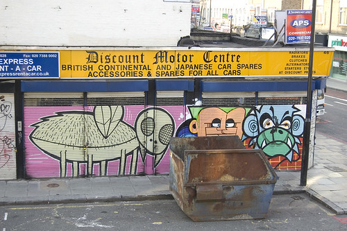 Street art opposite the hostel in Camden