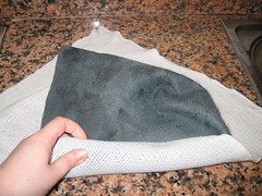 rolling up the felt cloche - click to enlarge