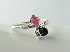 Pink & black tourmaline ring