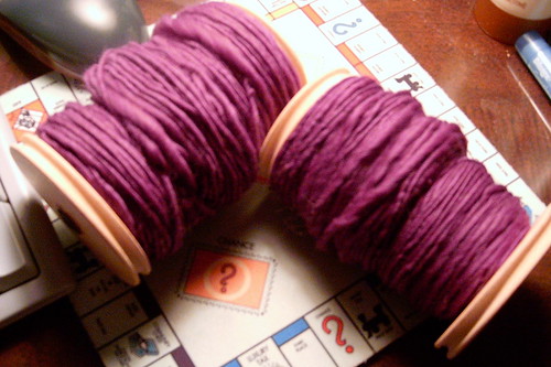 Handspun Purple Merino Wool Yarn