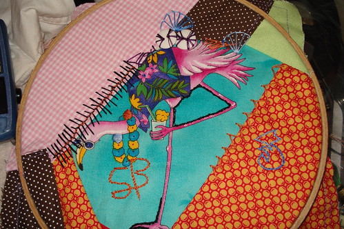 CQ block with some embroidery.