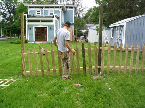 Fence panel, before raking