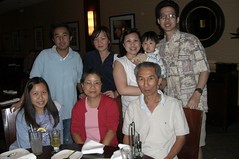 Uncle Chai's family, Tony, Lana and us at Sushi Siam