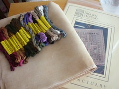 Drawn Thread Sanctuary with silks and fabric