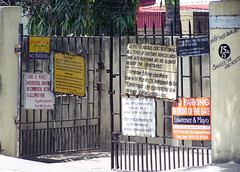 Gate with signboards