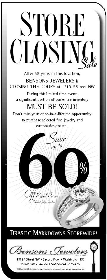 Benson's Jewelers Store Closing Sale