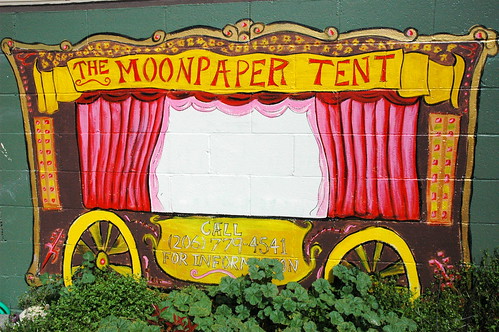 The Moonpaper Tent, sideshow wagon wall mural, Roosevelt, Seattle, Washington, USA by Wonderlane